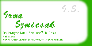 irma szmicsak business card